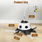 3-in-1 Automatic Cat Toys for Indoor Cats, Fluttering Butterfly, Whack a Mole, Rotating Feather Wand, USB Rechargeable Interactive Feather Toys for Multi-cat Family (Black)