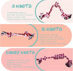 Puppy 3 Pack Cotton Knot Rope Toys for Small Dogs & Puppies, Durable Teething & Tug of War Chew Toy, Safe Interactive Toy for 2-8 Months Pets and High Active Puppy (Pink, Small)