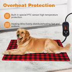 Pet Heating Pad, Adjustable Temperature Heated Dog Bed with Timer, Outdoor Waterproof Pad with Anti-Chew Cord, Overheat Protection Warming Mat for Small Medium and Large Dogs (L:23.6"x35.4")