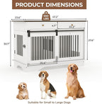Dog Furniture Crate, 47" Large Dog Crate Furniture w/ 2 Storage Draws & Removable Divider for Large/Medium/Small Dogs (White, One Cage)