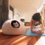 Cat Cave Bed -Handmade Wool Cat Bed Cave, Cat Bed Cat House, Felt Cat Caves for Indoor Cats and Kittens