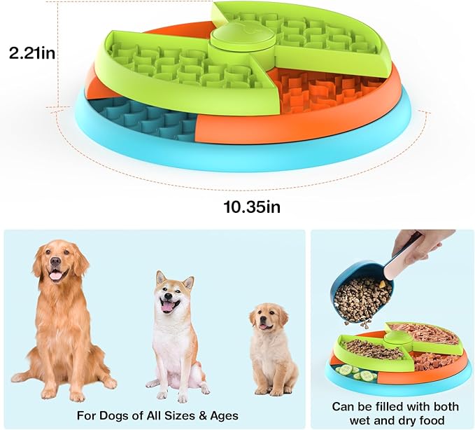 Slow Feeder Dog Bowl 3 Layers, Reduces Boredom and Anxiety, Food Puzzle Feeder, Non-Slip Interactive Puzzle Game for Small/Medium/Larger Dogs (2pcs)