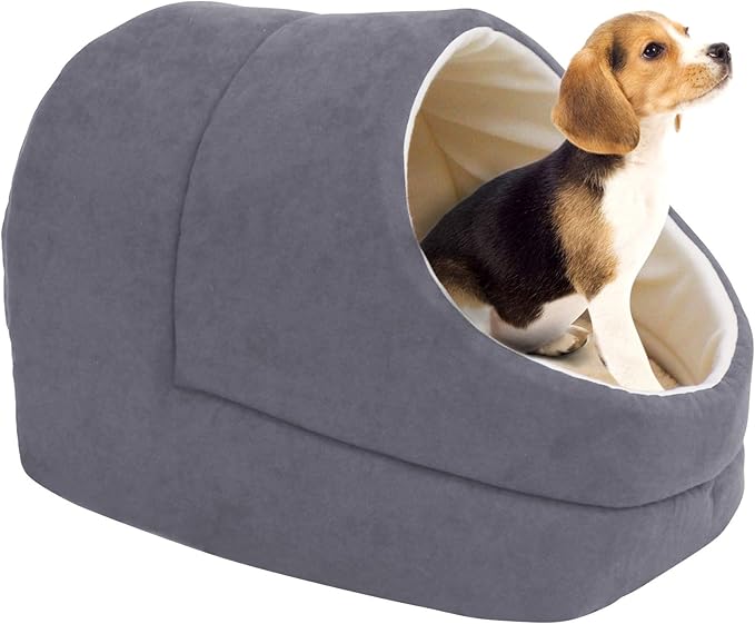 GOOPAWS Cat Cave for Cat and Warming Burrow Cat Bed, Pet Hideway Sleeping Cuddle Cave (Grey-2)