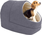 GOOPAWS Cat Cave for Cat and Warming Burrow Cat Bed, Pet Hideway Sleeping Cuddle Cave (Grey-2)