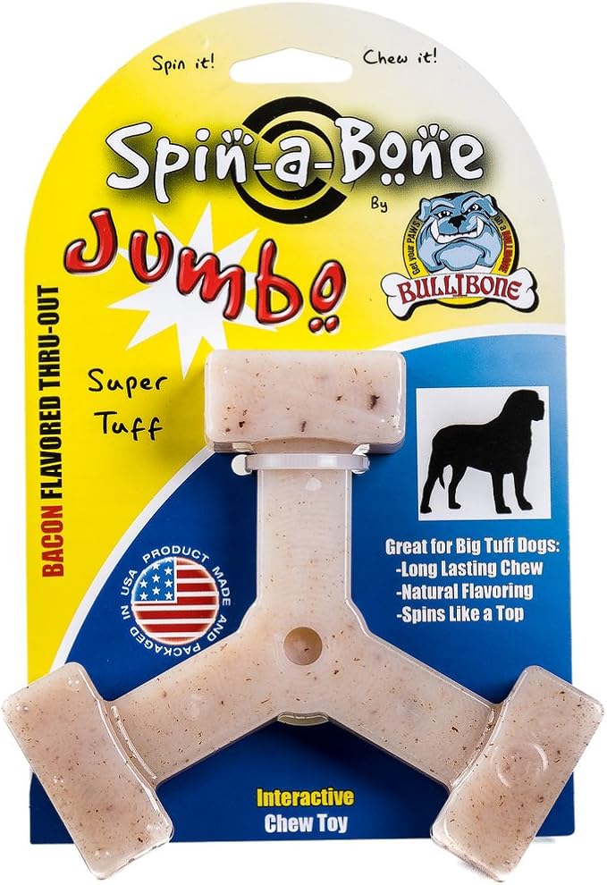 Bullibone Nylon Dog Chew Toy Spin-a-Bone - Interactive Dog Toy, Triggers Natural Instincts, and Improves Oral Health