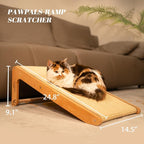 Sisal Cat Scratcher Ramp for Indoor Cats, 24.8" L Shape Scratching Post Climbing Vertical Cat Scratch Pad, Solid Wooden Cat Furniture(Medium)