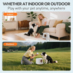 Automatic Ball Launcher for Dogs - Dog Ball Thrower Launcher with 3 Etpu Sphere, 3 Adjustable Distances (20ft/33ft/46ft), Interactive Thrower Machine, Mental Stimulation Dog Toys