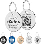 MYLUCKYTAG QR Code Stainless Steel Personalized Dog ID Tag, Digital Pet Profile, Pet Location Alert Email