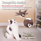 2 PCS Cat Toys, Flapping Bird Cat Toy(No Flying), Interactive Catnip Toy with Catnip Bags, Chirping Noise Moving Wings Dog Cat Kitten Toys, Flappy Flying Pets Toy for Indoor(Brown&Gray Sparrow)