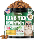Flea and Tick Prevention for Cats – 500 Crunchy & Creamy Chews, Cat Flea Chewables with Skin & Coat Support – Oral Supplement for All Breeds & Ages – Natural Chicken Flavor