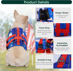 Kuoser Dog Life Jacket High Flotation, American Flag Dogs Life Vest for Swim Boating Independence Day Dog lifejacket with Reflective & Rescue Handle, Adjustable Doggy Life Preserver for Large Dogs 2XL