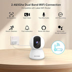 2.4&5GHz WiFi Indoor Security Camera,2K/3MP Camera for Home Security, 355° Pan/Tilt Pet Cam, IR Night Vision Baby Monitor, 2-Way Audio, Motion Tracking, Cloud & SD Card Storage