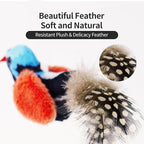 Catnip Cat Toys Boredom Relieve Teeth and Kicking Feather Cat Toys Interactive with Lifelike Chirp Sound Chirping Bird Kitten Toy Real Feather (6 Pack)