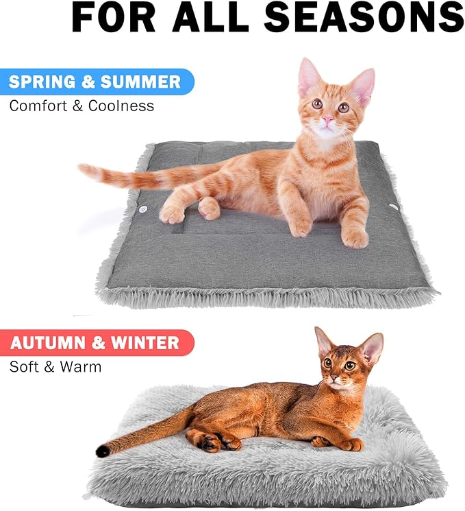 SCENEREAL Self Warming Cat Bed, Heated Cat Bed Mat for Cats Small Dogs, 2 in 1 Soft Plush, Washable Pet Pad for Indoor Outdoor Kitten Puppy