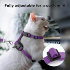 Plutus Pet Adjustable Cat Harness and Leash Set, Quick Release, Escape Proof Nylon Vest with Leather Trim for Kitten, Small Medium Large Cats, Purple