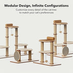 PETLIBRO Infinity Cat Tree Tower for Indoor Cats, Modular Design with Cat Bed, Toy, Felt Pads, Sisal Scratching Posts, 2-Second Setup, Sturdy Multi-Level Activity Center Cat Condo for Any Room