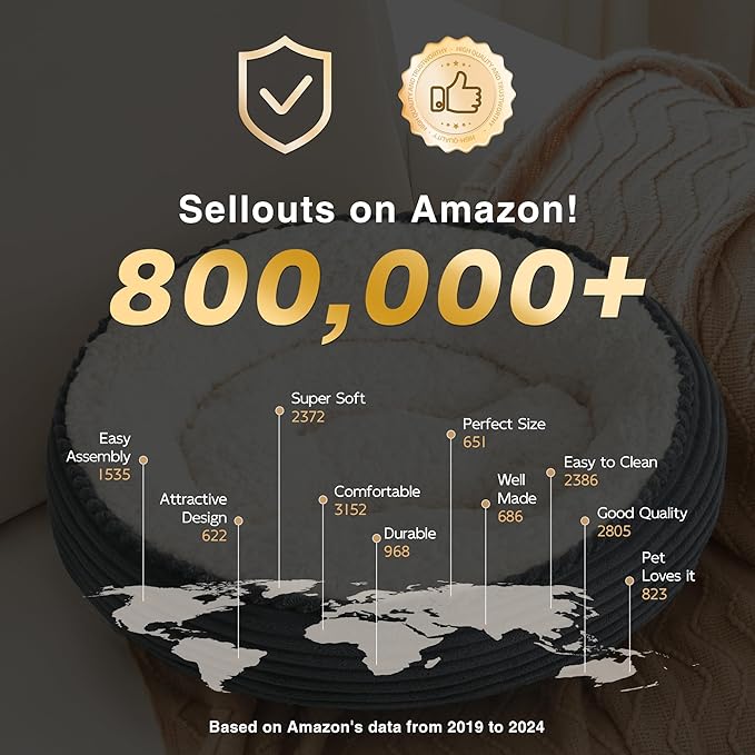 Love's cabin Round Donut Cat and Dog Cushion Bed, 25in Pet Bed for Small or Medium Dogs, Anti-Slip & Water-Resistant Bottom, Soft Durable Fabric Pet Beds, Washable Calming Cat Bed Navy Stripe