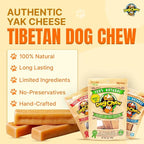 Tibetan Dog Chew Yak Cheese Sticks for Aggressive Chewers | Natural, Long Lasting & Easy to Digest with No Additives, Rawhide, Grains, or Gluten | 2 Medium, 2 Large & 1 Extra Large Chew, Mix Pack 1lb