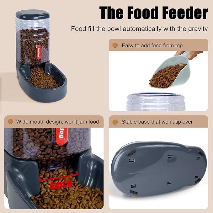 Automatic Pet Feeder Small&Medium Pets Automatic Food Feeder and Waterer Set 3.8L, Travel Supply Feeder and Water Dispenser for Dogs Cats Pets Animals
