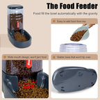 Automatic Pet Feeder Small&Medium Pets Automatic Food Feeder and Waterer Set 3.8L, Travel Supply Feeder and Water Dispenser for Dogs Cats Pets Animals