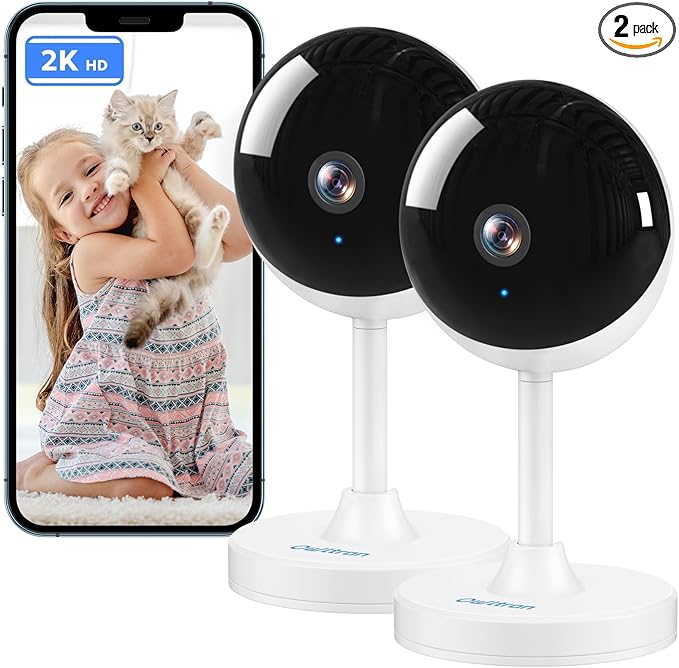 owltron Indoor Security Camera, 2K Cameras for Home Security with Motion Detection, Pet Cam & Baby Monitor with Night Vision, 2.4 GHz WiFi Two-Way Talk, Cloud/SD Storage, Works with Alexa