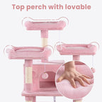 SHA CERLIN 68 Inches Multi-Level Large Cat Tree for Large Kitties/Big Cat Tower with Condo/Cozy Plush ‌Pussycat Perches/Sisal Scratching Posts and Hammocks/Activity Center/Pink