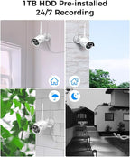 Hiseeu [24/7 Recording] Home Security Camera System, No Subscription, 4K NVR with 3MP Corded Plug-in Powered Outdoor Bullet Cameras, 2.4G/5G Wireless WiFi Connection, 1TB HDD, Night Vision, IP65