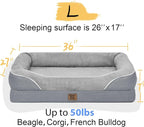 Orthopedic Washable Large Dog Bed - Egg Foam Dog Beds for Large and Medium Dogs Big Pet Beds with Removable Washable Cover and Bolster for Extra Large Dogs