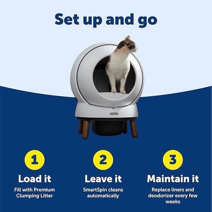 PetSafe ScoopFree SmartSpin Self-Cleaning Cat Litter Box - Advanced Odor Control Technology, App Controlled with Health Monitoring