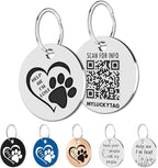 MYLUCKYTAG QR Code Stainless Steel Dog ID Tag, Digital Pet Profile, Location Alert Email, Engraved Dog Collar Tag