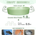 TRUVIC Ceramic Slow Feeder Dog Bowls Small Breed, 0.6 Cup Slow Feeder Cat Bowls for Fast Eaters, Ceramic Dog Food Dish no Black Chin, Puzzle Bowl for Small Dogs and Cats, Green
