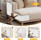 Cat Scratch Mat,118.5"x17.4" Trimmable Self-Adhesive Cat Scratch Furniture Protector, Sticky Cat Scratcher Wall Mat, Covering Cats Tower, Couch Protector from Cats Claws (White)