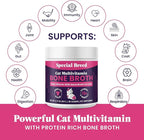 Cat Multivitamin with Grass-Fed Beef Bone Broth – Daily Supplement for Immune, Joint, Skin, Coat & Gut Health – Omega 3s, Lysine, Beta Glucan, Vitamins A-E, C, D – 90 Day Supply – No Fillers