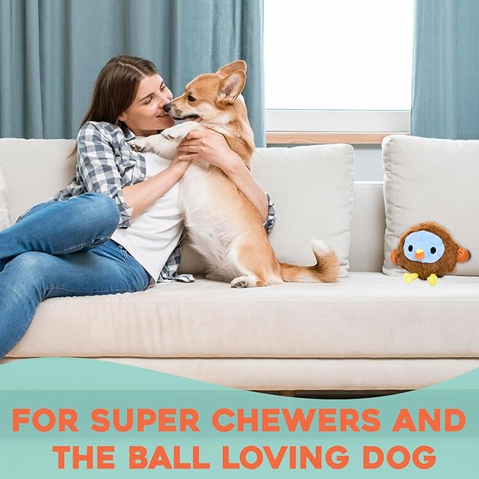 Flourish Pets 2 in 1 Multi-Layer Chew Toy for Active Dogs | Non-Toxic BPA Free Double Stitched Soft Fabric Exterior Dog Toys | Long-Lasting Dog Plush Toys –Turkey (4”)