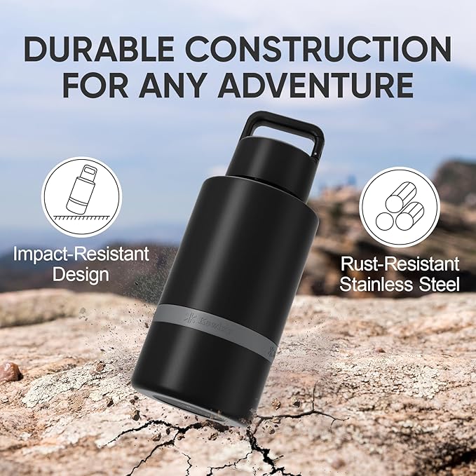 Insulated Dog Water Bottle with Travel Bowl, Portable Water Bottle Dispenser, Accessories for Road Trip, Hiking, Camping, Outdoor, Leak-Proof, Detachable (Black)