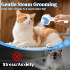 Pet Steam Brush for Dog & Cat - 3-in-1 Steam Grooming Brush for Shedding & Hair Removal - Self Cleaning Spray Comb with Mist for Long Haired Pets - Includes 1*Waterless Shampoo, Blue