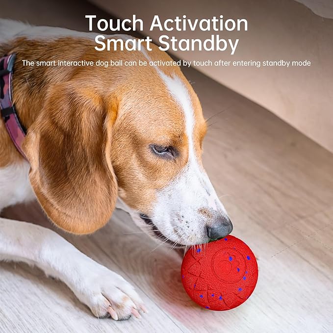 Smart Interactive Dog Toy, Automatic Moving, Bouncing and Stimulation, Silent Foam Material, IP54 Waterproof Rating, Active Rolling,Dog Ball for Medium and Large Dogs,Dog Birthday (Red)