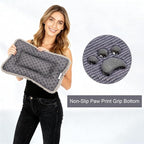 DELIFUR Warm Pet Stroller Pad - Non-Slip Kitten Puppy Bed Mat Soft Plush Winter Liner with Silicone Grips for Crate & Hard Floors Machine Washable Grey