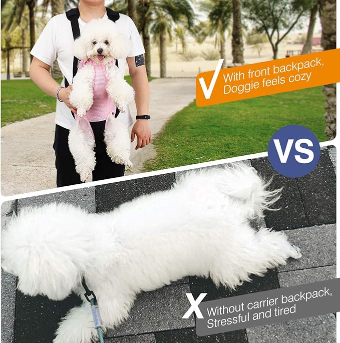 Pawaboo Pet Carrier Backpack, Adjustable Pet Front Cat Dog Carrier Backpack Travel Bag, Legs Out, Easy-Fit for Traveling Hiking Camping for Small Medium Dogs Cats Puppies, Small, Pink