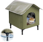 Large Cat House for Outdoor Cats Weatherproof, Indestructible Feral Cat House for Outside, Waterproof Elevated Kitty Pet House with Soft Pad, Extra Roof Cover, Easy Assembly, Barn, Porch