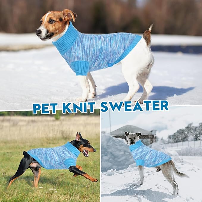 Pet Clothing,Turtleneck Dog Sweater,Sweaters for Dogs Boys and Girls,Pullover Dog Sweaters,Pet Knitted Clothes,Fit for Different Kinds Dogs,for Spring,Autumn and Winter(Blue 2XL)