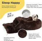 Best Friends by Sheri Bundle Set The Original Calming Shag Donut Cuddler Cat and Dog Bed + Pet Throw Blanket Dark Chocolate Small 23" x 23"