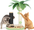 Cat Scratching Post, 29" Tall Cat Scratcher Post with Cat Self Groomer, Dangling Plush Balls, 5-in-1 Interactive Trackball Cat Toys for Indoor Cats with 2 Layer Tracks 6 Spinning Balls Sisal Cat Tree
