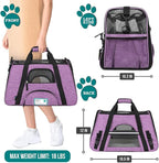 PetAmi Airline Approved Pet Carrier for Cat, Soft Sided Dog Carrier for Small Dog, Cat Travel Supplies Accessories for Indoor Cat, Ventilated Pet Carrying Bag Medium Kitten Puppy, Large Heather Purple
