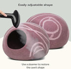 MEOWFIA Cat Cave – Premium Felt Cat Bed for Indoor Cats, Handmade 100% Merino Wool (Light Shades) (Large, Pink)