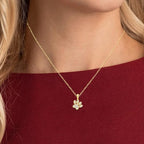 Diamond2Deal 10K Solid Gold Diamond Dog Paw Print Pendant Rope Chain Necklace 18inch (1/8Ct/ I2,H-I)