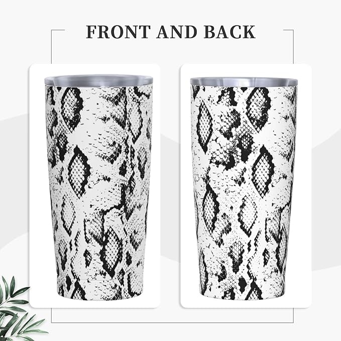 Dujiea 20oz Tumbler With Lid And Straw, Snakeskin Vacuum Insulated Iced Coffee Mug Reusable Travel Cup Stainless Steel Water Bottle