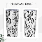 Dujiea 20oz Tumbler With Lid And Straw, Snakeskin Vacuum Insulated Iced Coffee Mug Reusable Travel Cup Stainless Steel Water Bottle