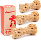 Willjoy 3-Pack Dog Chew Toys for Aggressive Chewers, Pine Wood & Tough Nylon, Bone Shaped Indestructible Dog Toy, Natural Looking Grooves & Textured, Bacon Flavor Large Dog Toys to Keep Them Busy