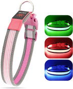 YFbrite Full Adjustbale LED Dog Collar, Full Illuminated Light up Dog Collars, Reflective Dog Collar Light Glowing in The Dark for All Dogs Safety (Small, Pink-2)